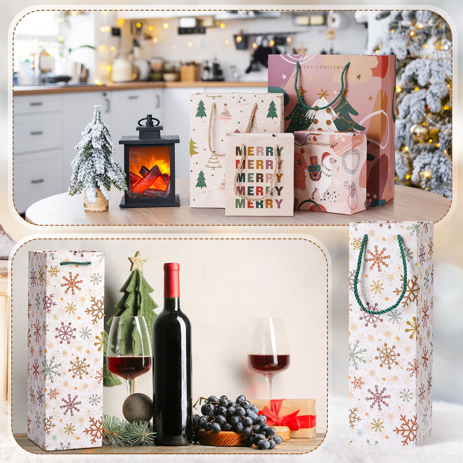 Kolldenn 24 Pack African American Religious Christmas Gift Bags Assorted Size Black Jesus Nativity Scene Paper Goodie Treat Wrapping Bags with Handle for Xmas Holiday Party Favors