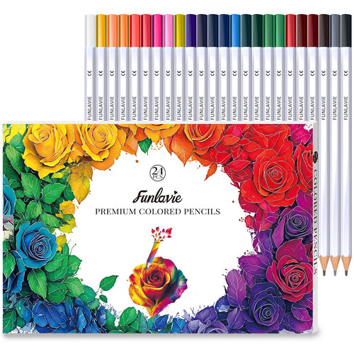 24 Colored Pencils for Adult Coloring Books,Soft Core Coloring Pencil Set,Drawing Pencils for sketching & Painting,Art Pencil & Art Supplies for Adults and Teens,Oil-Based with Sharpener