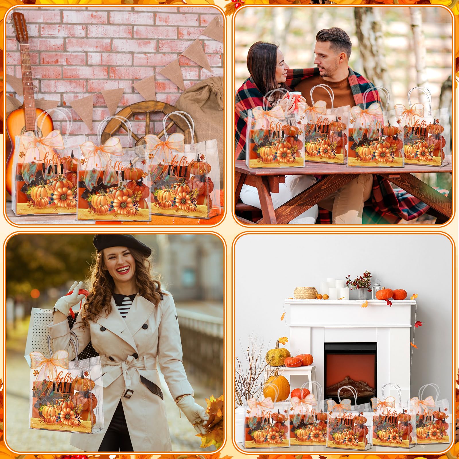 Motipuns 24 Pcs Christmas Clear PVC Gift Bags with Handles and Ribbon African American Black Santa Claus Party Favor Reusable Plastic Candy Treat Tote Bags for Merry New year Xmas Birthday Supplies