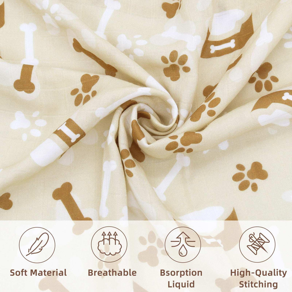 LifeTree Muslin Swaddle Blankets, Baby Swaddling Wrap Nursery Blanket Unisex, Soft 70% Viscose from Bamboo and 30% Cotton, Large 47 x 47 inches, Bear & Checkered Swaddle Blanket