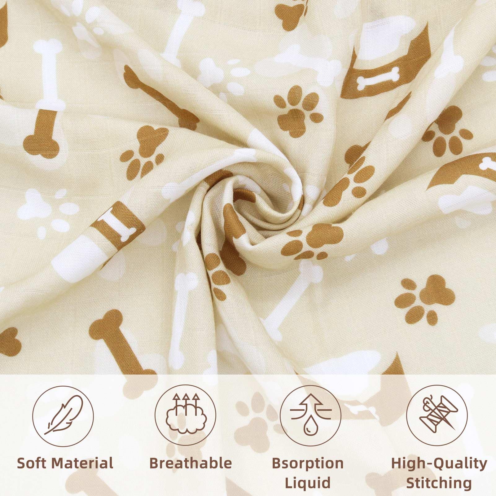 LifeTree Muslin Swaddle Blankets, Baby Swaddling Wrap Nursery Blanket Unisex, Soft 70% Viscose from Bamboo and 30% Cotton, Large 47 x 47 inches, Bear & Checkered Swaddle Blanket