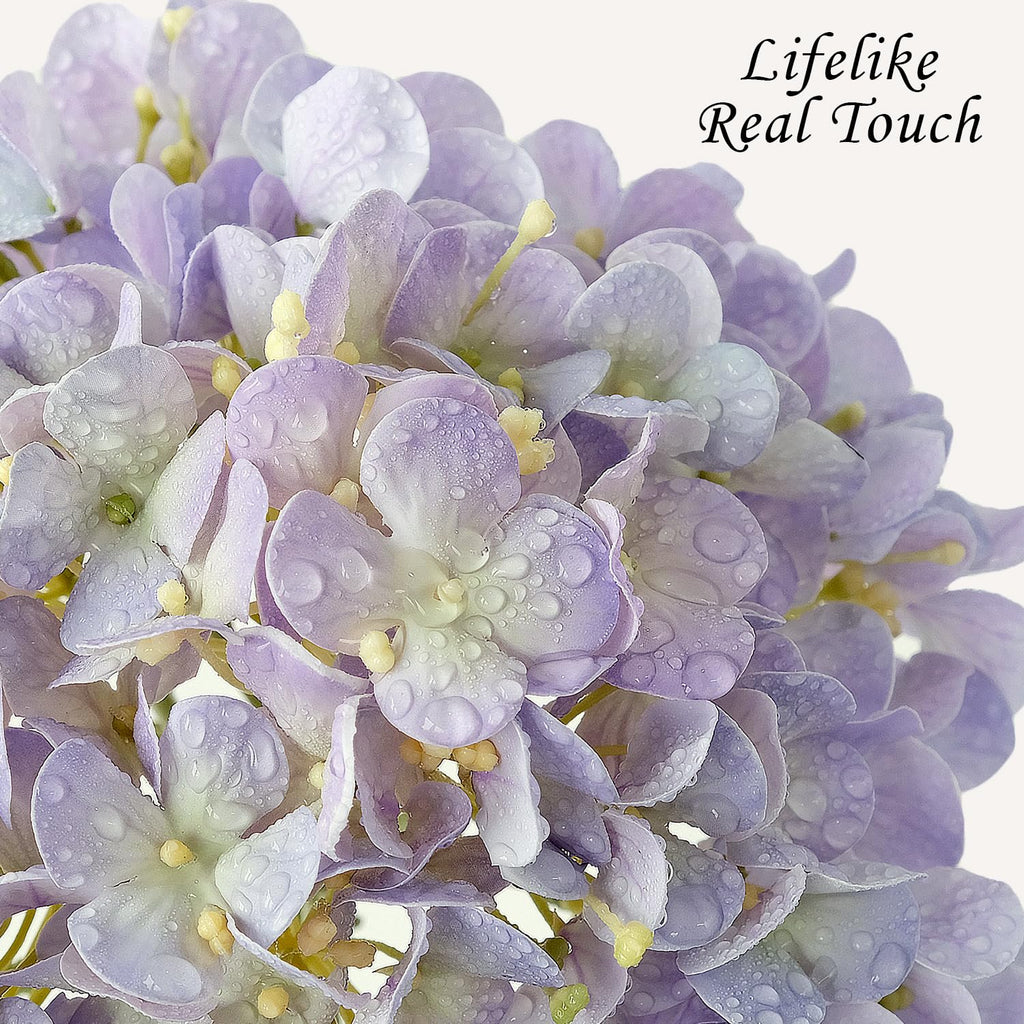 Light Blue Hydrangea Artificial Flowers,4Pcs 20" Real Touch Lifelike Silk Artificial Hydrangeas, Full Fake Flowers for Bouquet Table Centerpieces Spring Wedding Indoor Home