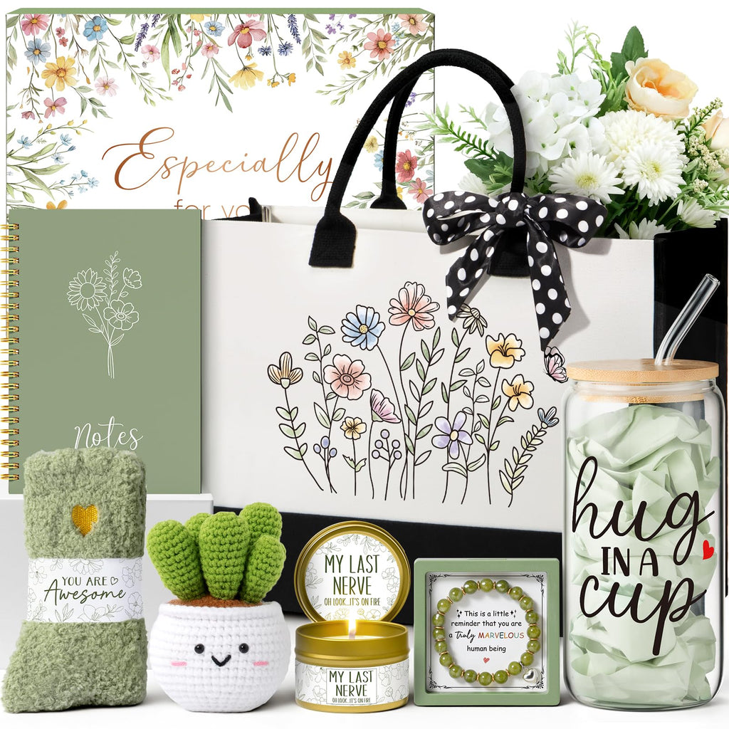 Bosses Day Gifts for Women, Best Boss Lady Gifts for Women, Unique Appreciation Thank You Christmas Birthday Gift Baskets for Boss Female, Going Away Leaving Bosses Gift Set w/Canvas Tote Bag