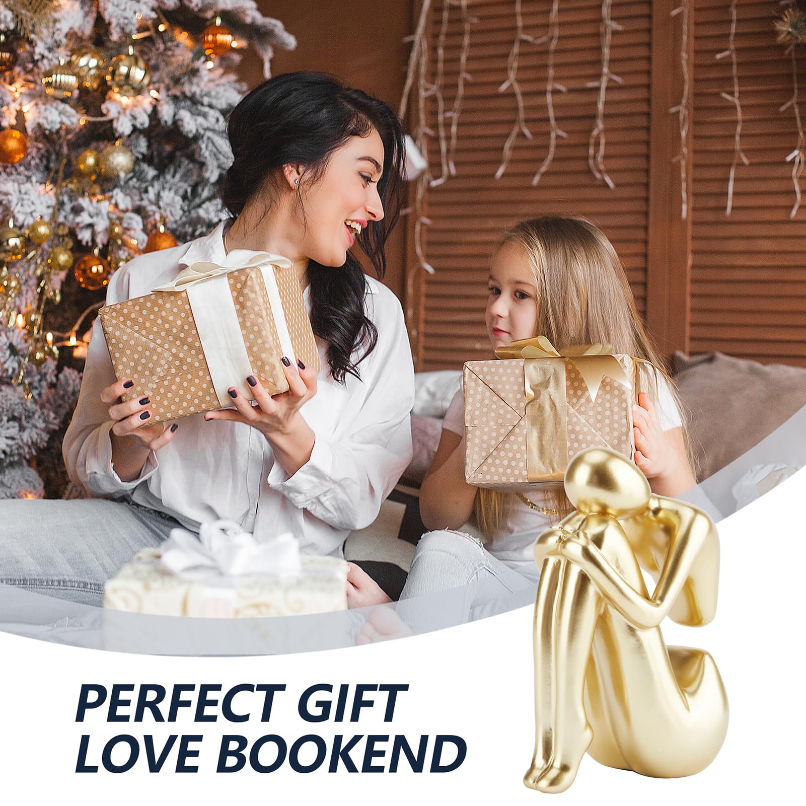 Black Decor Women Statue, Thinker Girl Sculptures, Modern Abstract Art Accents, Black Resin Collectible Figurines for Living Room Bedroom Bookshelf Coffe Table, Resin, 1Piece