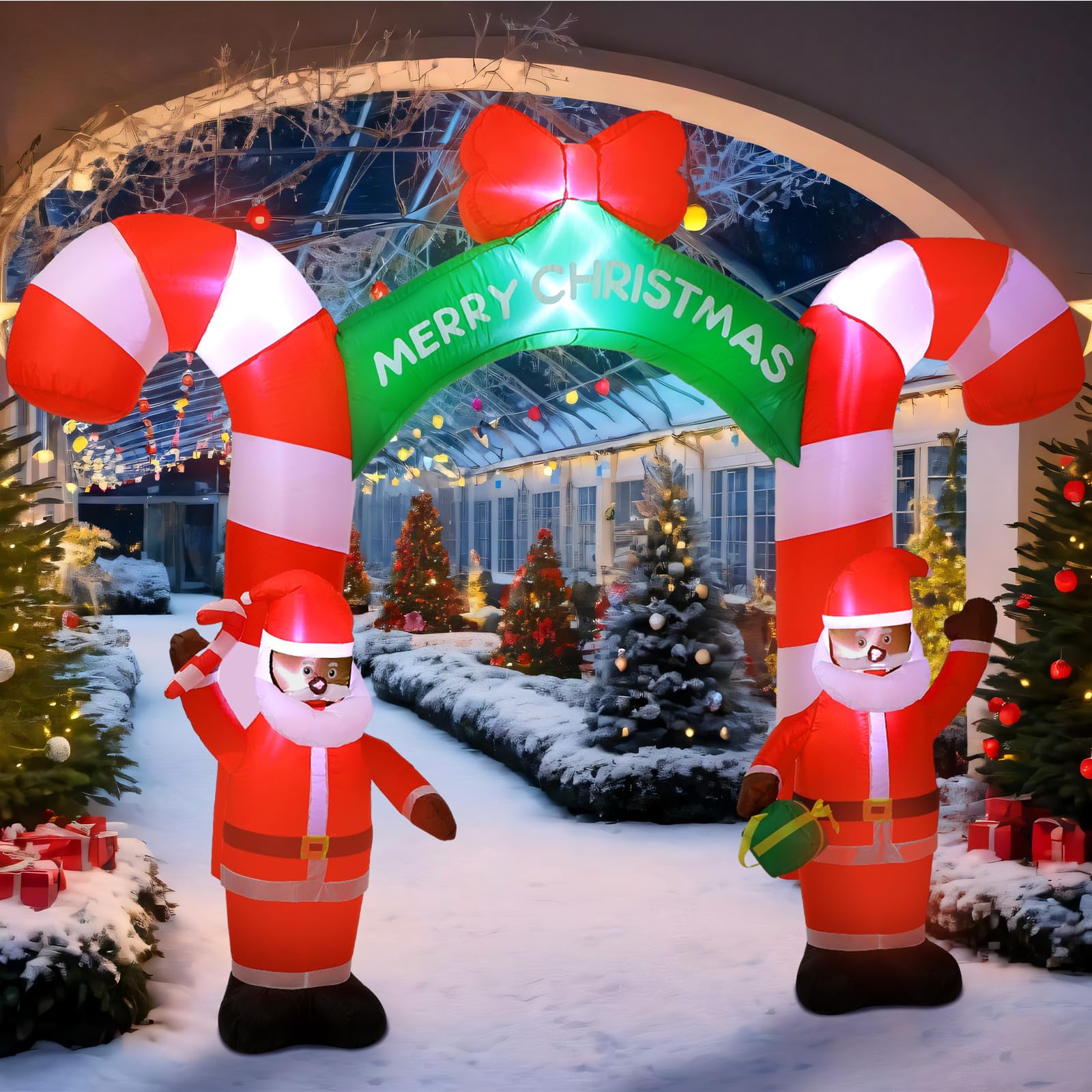 9.8 ft Giant Black Santa Christmas Arch Inflatable Decoration Merry Christmas Arch Outdoor Decoration Built in LED Blower Blow up for Outdoor Yard Garden Lawn Xmas Holiday Decor
