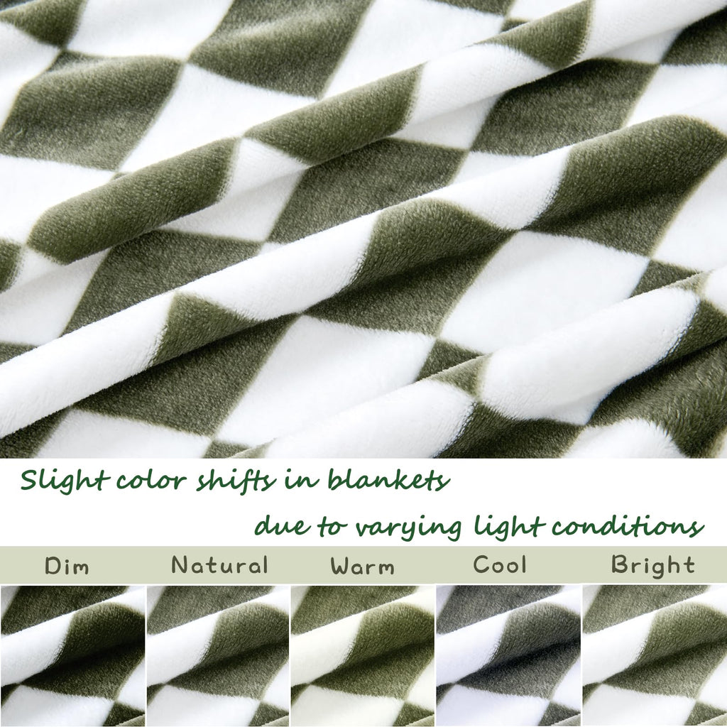 Yurhap Checkered Baby Blanket Fleece Baby Blankets Neutral for Boys Girls, Super Soft Warm Lightweight Infant Toddler Newborn Receiving Blankets for Crib Stroller, 30''x40'', Khaki