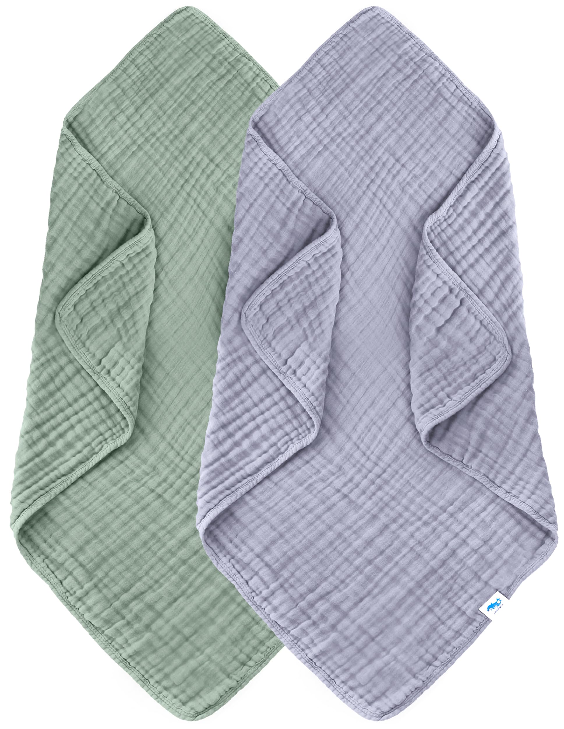 SWEET DOLPHIN Muslin Hooded Baby Bath Towels - 2 Pack 100% Cotton Towel for Babies, Infants, Toddlers - 32x32Inch - Highly Absorbent and Newborn Essential, Light Bean Paste