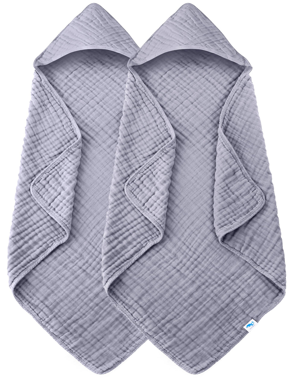 SWEET DOLPHIN Muslin Hooded Baby Bath Towels - 2 Pack 100% Cotton Towel for Babies, Infants, Toddlers - 32x32Inch - Highly Absorbent and Newborn Essential, Light Bean Paste