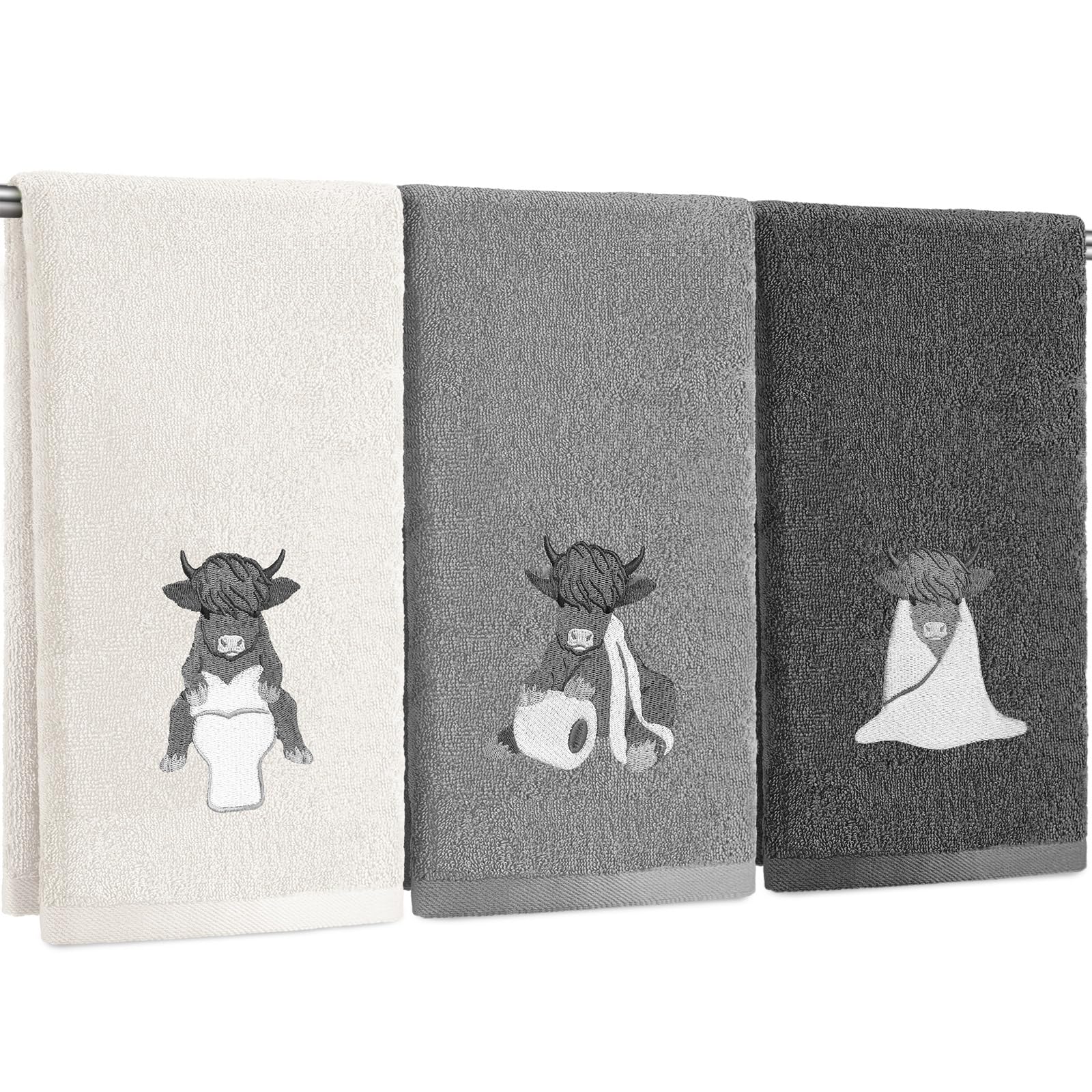 3 Pcs African Woman Hand Towels Black Girl African American Bathroom Home Decor Boho Decorative Farmhouse 100% Cotton Embroidered Towels for Bathroom Kitchen 13. 3 x 29. 5''