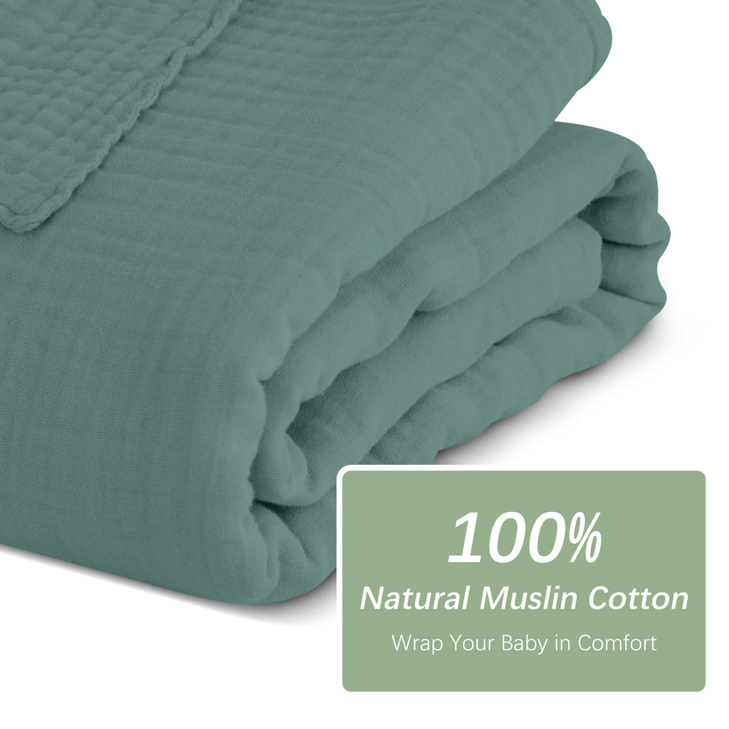 SWEET DOLPHIN Muslin Hooded Baby Bath Towels - 2 Pack 100% Cotton Towel for Babies, Infants, Toddlers - 32x32Inch - Highly Absorbent and Newborn Essential, Light Bean Paste