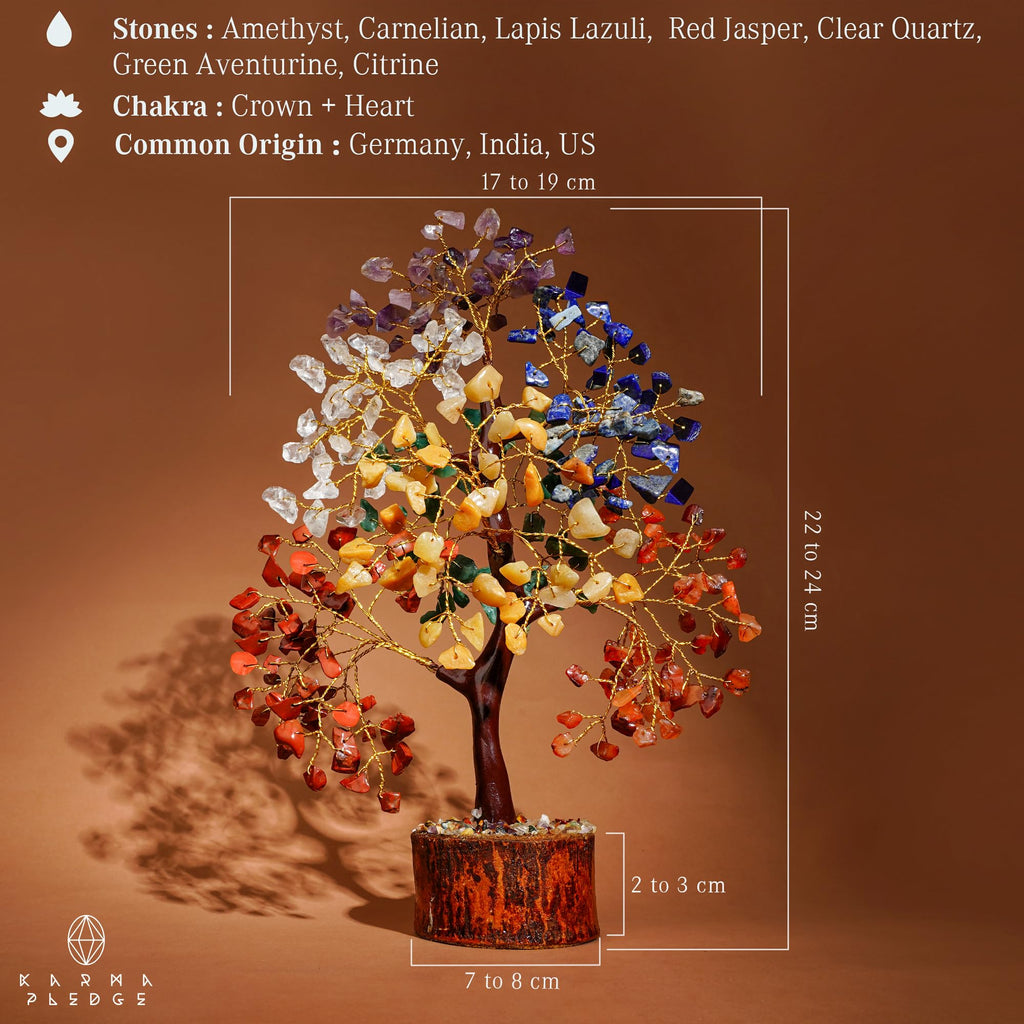 Crystal Tree of Life 7 Chakra Healing Crystals Trees for Home Decor, Office Desk Decor, Boho Decor, Handmade Bonsai Trees for Positive Energy, Money, Good Luck Birthday Gifts for Women, Mom