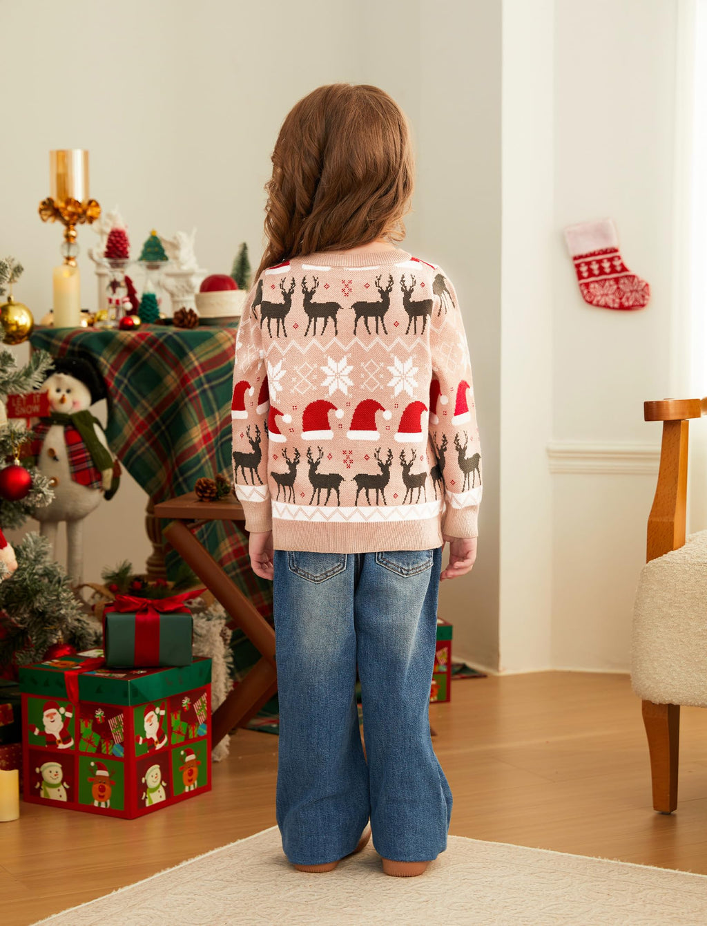 PATPAT Christmas Sweater Family Set Long Sleeve Knit Sweater Holiday Xmas Knitted Pullover