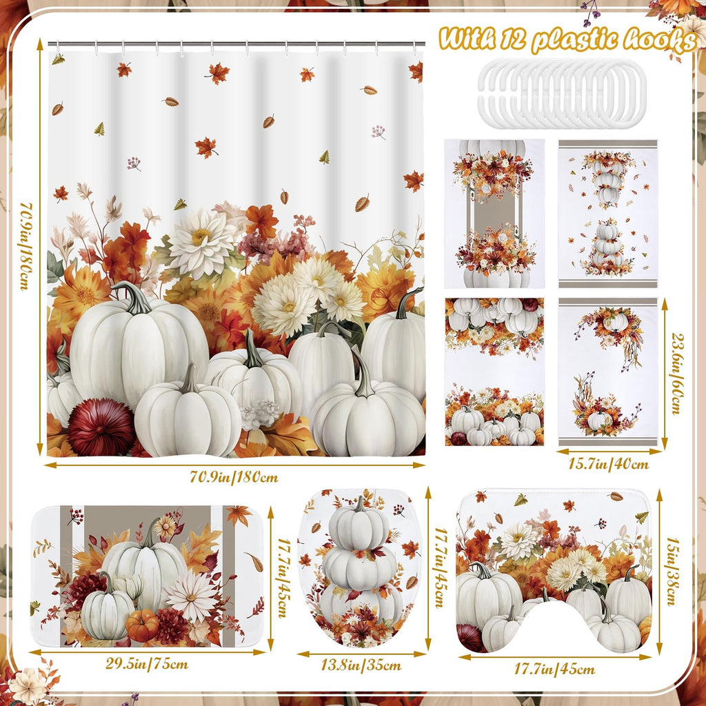 Honoson 8 Pcs Christmas Black Santa Claus Shower Curtain Set with Rugs and Kitchen Towels African American Retro Christmas Bathroom Decor Black Santa Curtain Decorations Xmas Farmhouse Gifts