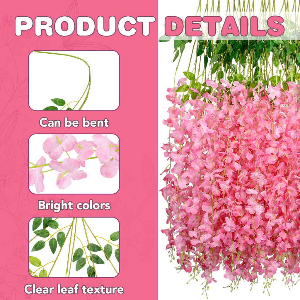 Wisteria Hanging Flowers,Fake Hanging Flowers,Wisteria artificiales Garland for Home Wedding Arch Floral Party Garden Ceremony Outdoor Decor,3.6 feet Long(36,White)