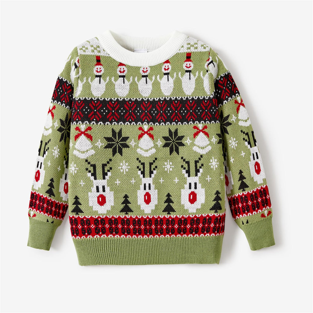 PATPAT Christmas Sweater Family Set Long Sleeve Knit Sweater Holiday Xmas Knitted Pullover