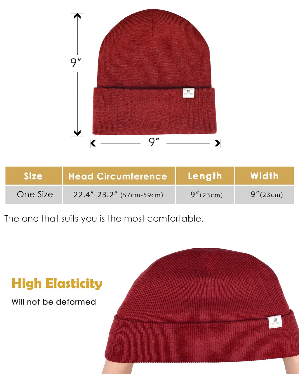 YANIBEST Satin Lined Beanie for Women Reduce Frizz Winter Hats for Women Men Silk Lining Soft Slouchy Warm Cuffed Less Static