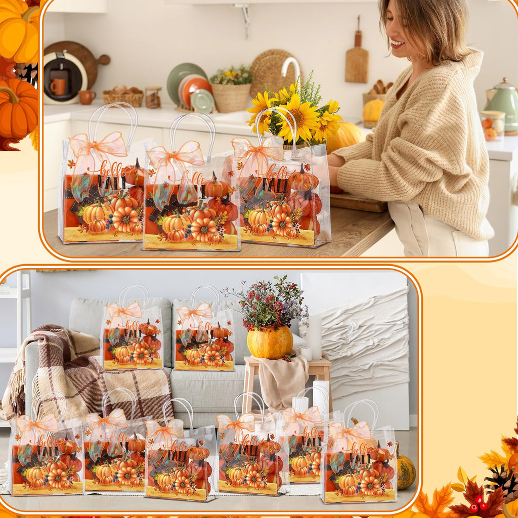 Motipuns 24 Pcs Christmas Clear PVC Gift Bags with Handles and Ribbon African American Black Santa Claus Party Favor Reusable Plastic Candy Treat Tote Bags for Merry New year Xmas Birthday Supplies