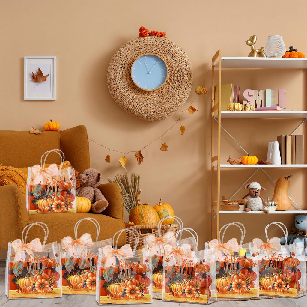 Motipuns 24 Pcs Christmas Clear PVC Gift Bags with Handles and Ribbon African American Black Santa Claus Party Favor Reusable Plastic Candy Treat Tote Bags for Merry New year Xmas Birthday Supplies