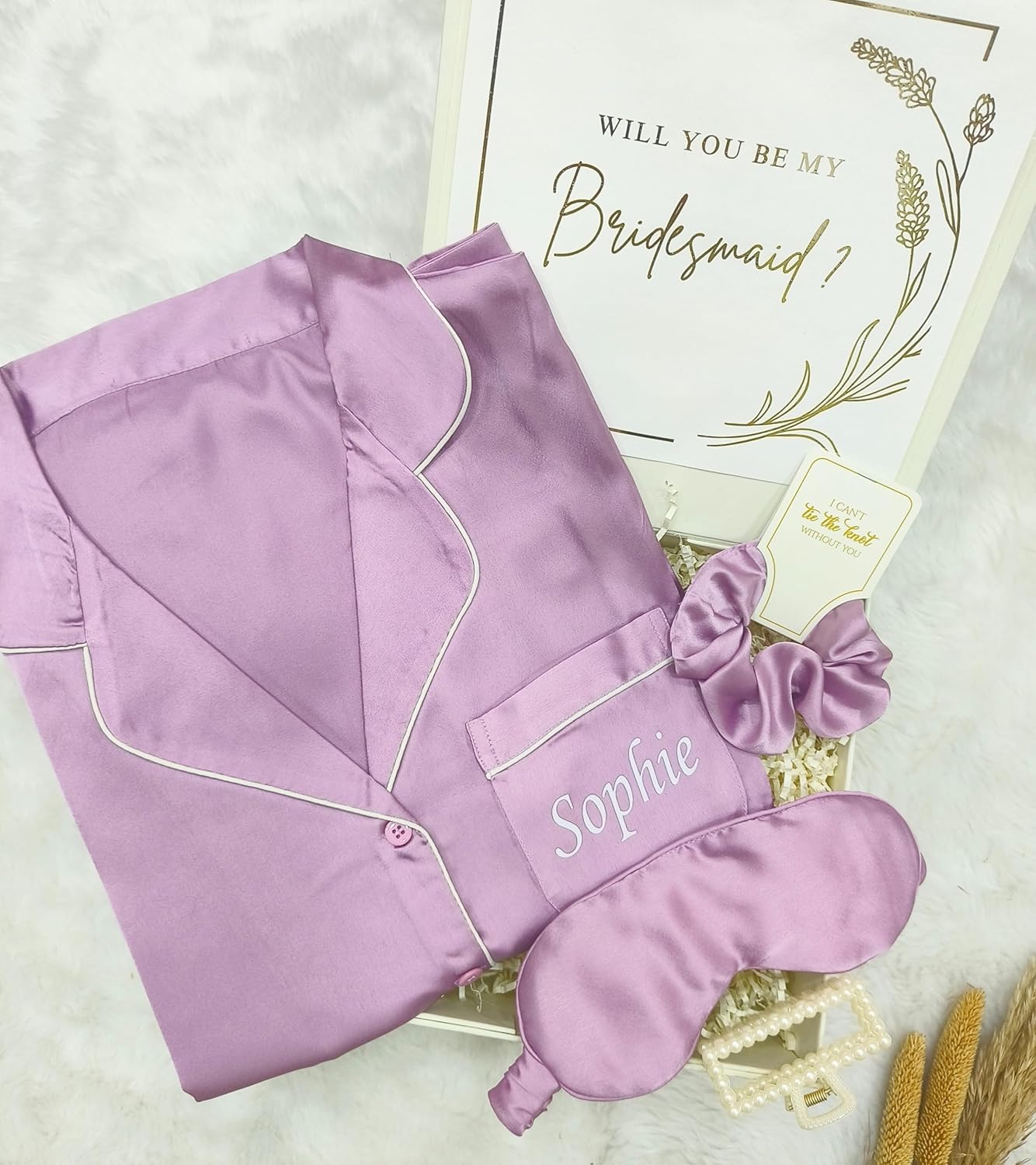 Bridesmaid Proposal Gift Box with Pajama Set, Personalized Proposal Box with Satin Pajamas, Will You Be My Bridesmaid