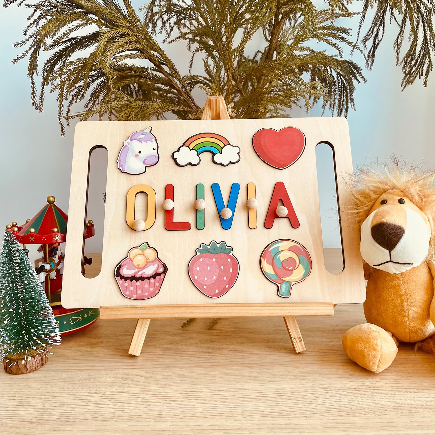 Personalized Name Puzzle for Kids, Personalized Baby Gifts Custom Name Puzzles for Toddlers 1-3 Animal Puzzle, Customized 1st Birthday for Girls & Boys Wooden Puzzle Montessor Toys for Kids