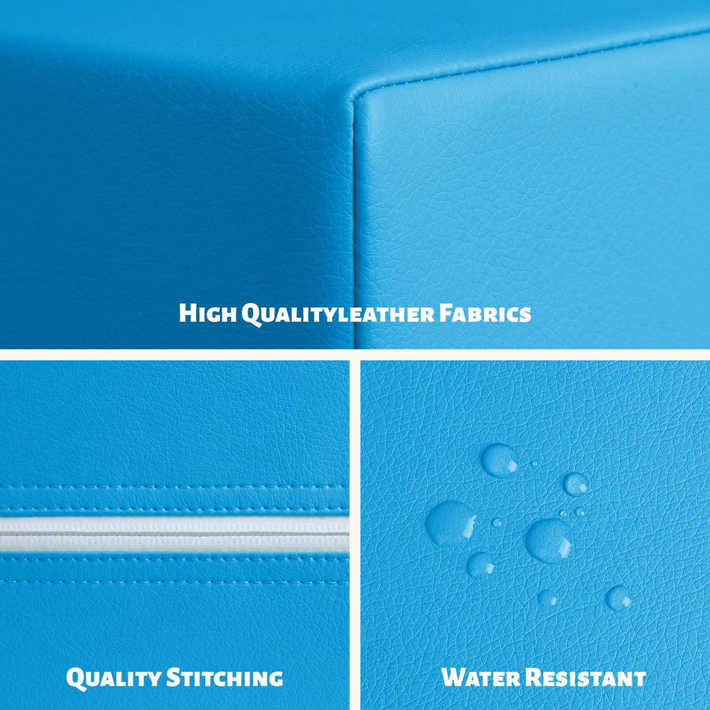 4-Piece Soft PU Leather Toddlers Climbing Toys, Baby Foam Climbing Blocks for Toddlers 3, Foam Play Gym Climbing Structures, Indoor Climb and Crawl Activity Play Set (White and Coffee)