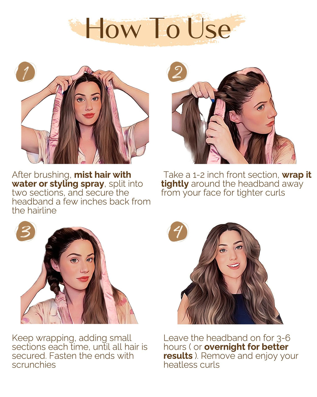 Yanibest Heatless Hair Curler, No Heat Hair Curlers to Sleep in, Super Soft Ribbon Wrap for Long Hair, Overnight Heatless Curling Set with Scrunchies and Clip, for All Hair types