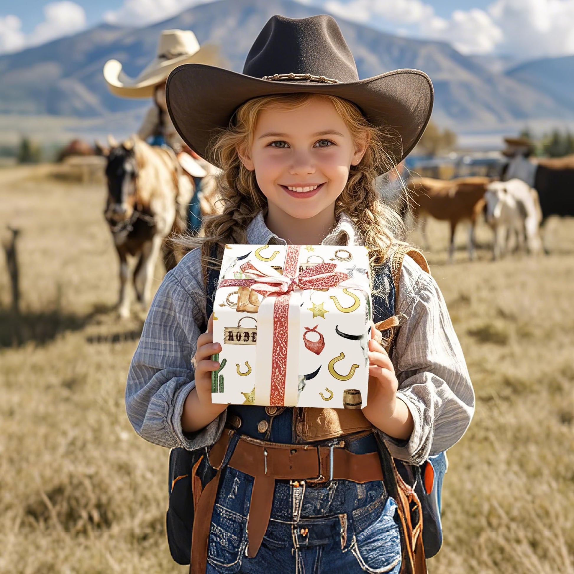 CRASHOT Christmas Wrapping Paper - 12 Sheet Black Girl Gift Wrapping Paper, Xmas Tree Santa Design for Party Birthday Holiday (Not Roll, 19.7 x 27.6 Inch)