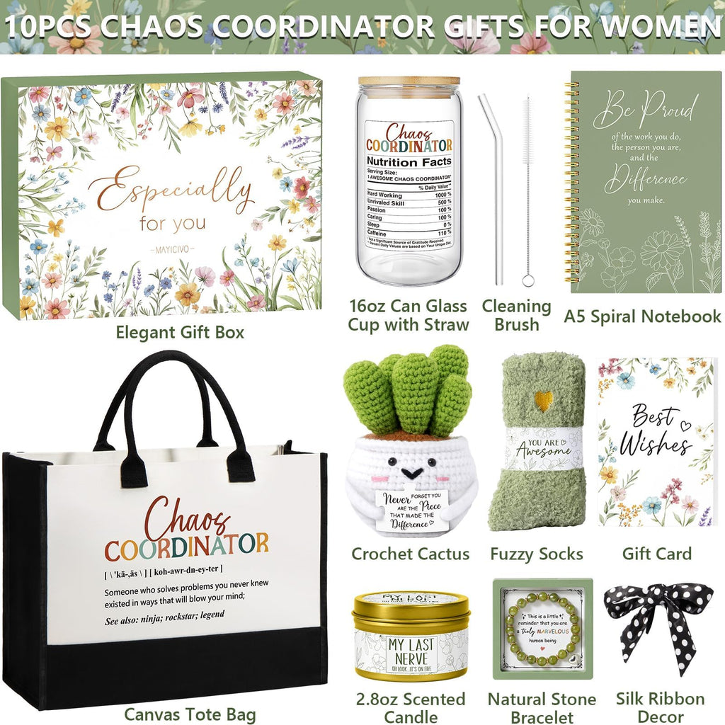 Bosses Day Gifts for Women, Best Boss Lady Gifts for Women, Unique Appreciation Thank You Christmas Birthday Gift Baskets for Boss Female, Going Away Leaving Bosses Gift Set w/Canvas Tote Bag
