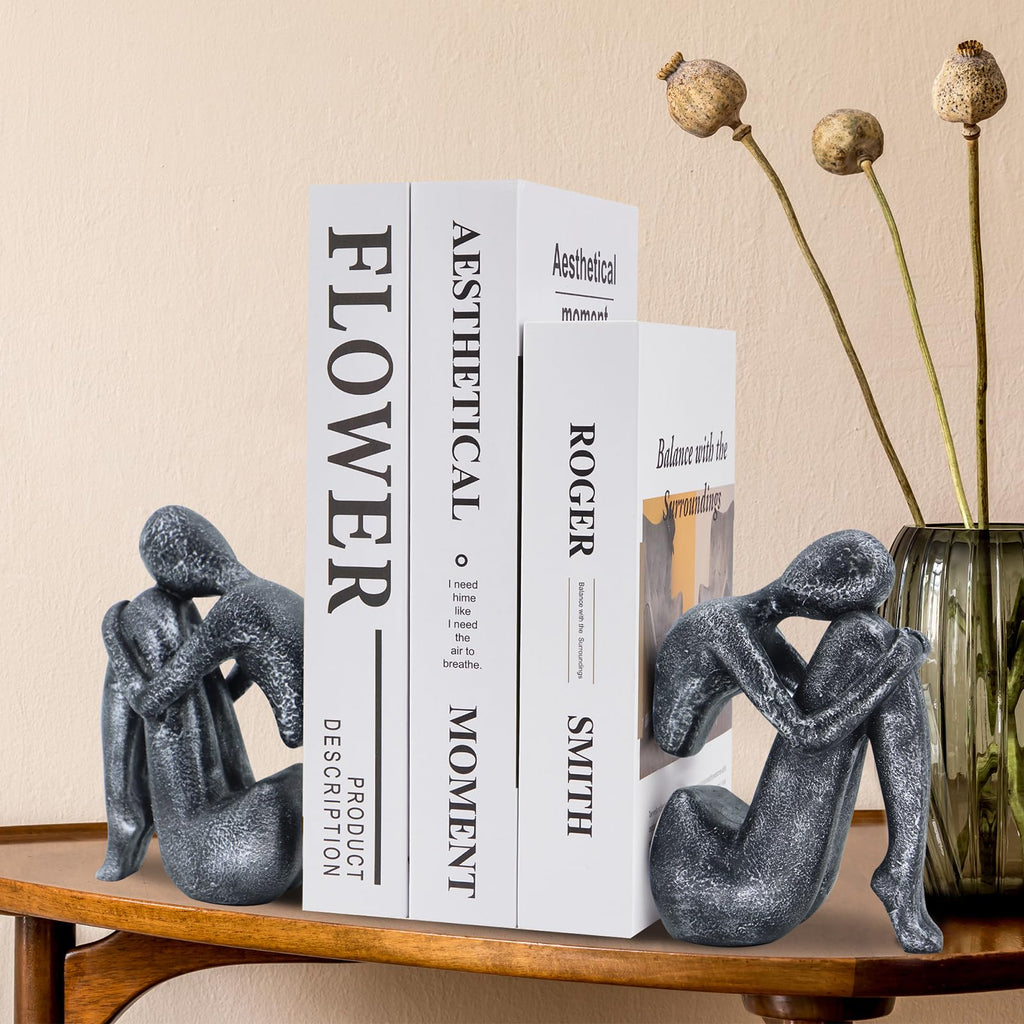 Black Decor Women Statue, Thinker Girl Sculptures, Modern Abstract Art Accents, Black Resin Collectible Figurines for Living Room Bedroom Bookshelf Coffe Table, Resin, 1Piece