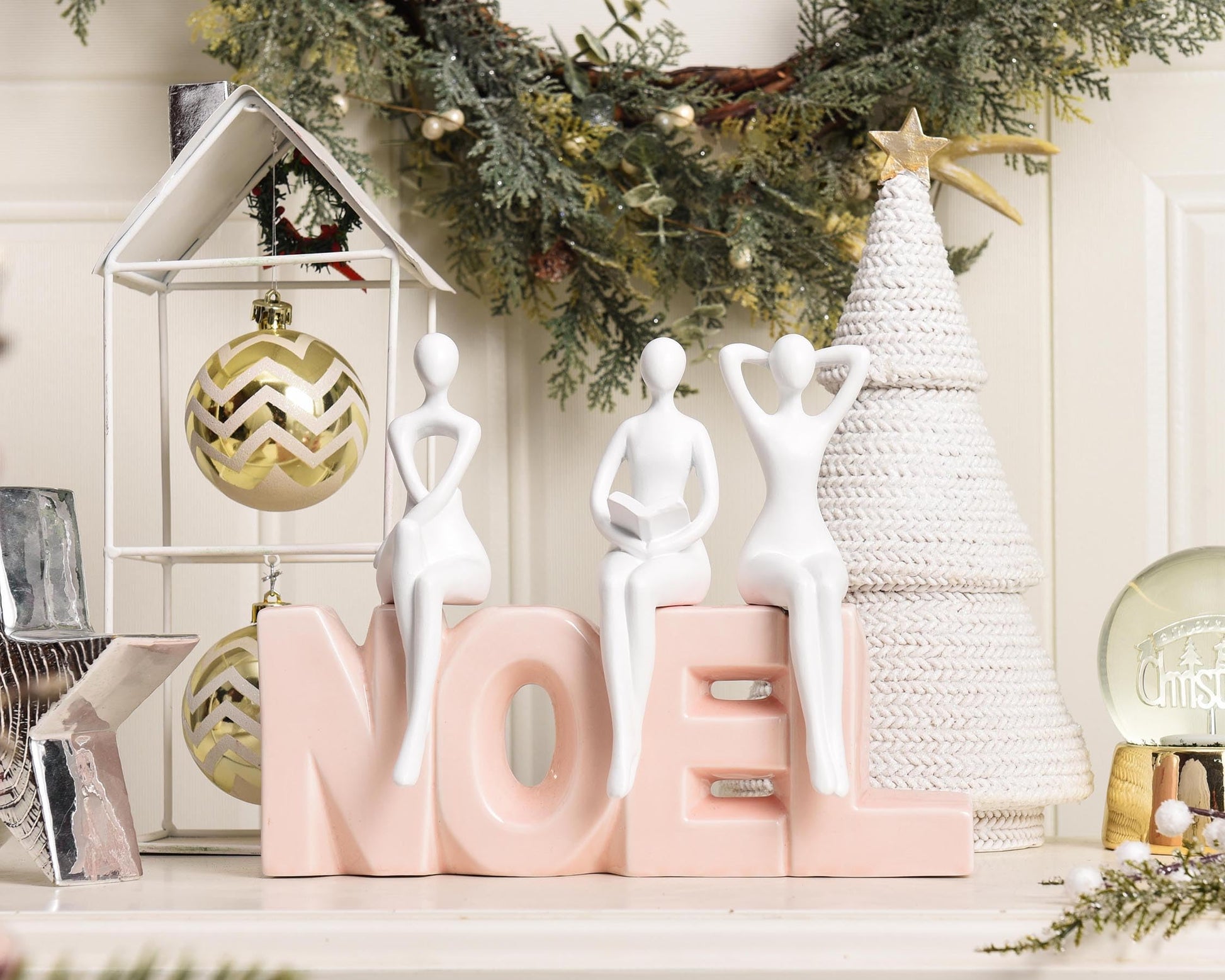 Quoowiit Gold Decor Thinker Statue Decor Book Shelf Decor, Abstract Statue Ornament Office Decor Modern Home Decor Decorations for Living Room Collectable Figurines Coffee Table Decor 3 Piece