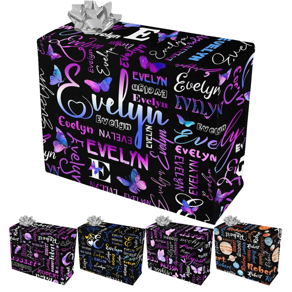 InterestPrint Custom Photo Wrapping Paper Merry Christmas with Christmas hat Wrapping Paper Custom Name Gift Wrap Roll Perfect for Birthdays 58"x 23"