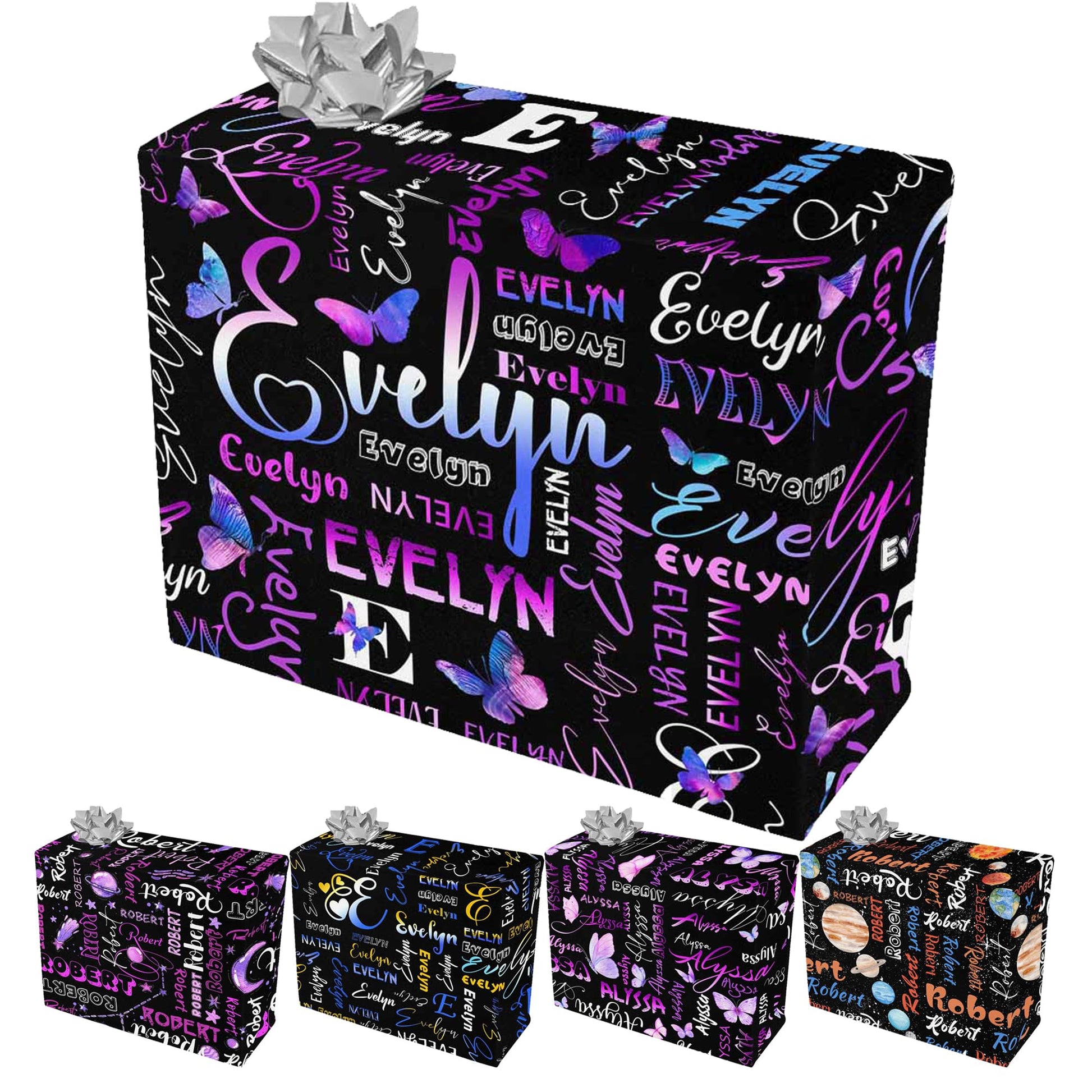 InterestPrint Custom Photo Wrapping Paper Merry Christmas with Christmas hat Wrapping Paper Custom Name Gift Wrap Roll Perfect for Birthdays 58"x 23"