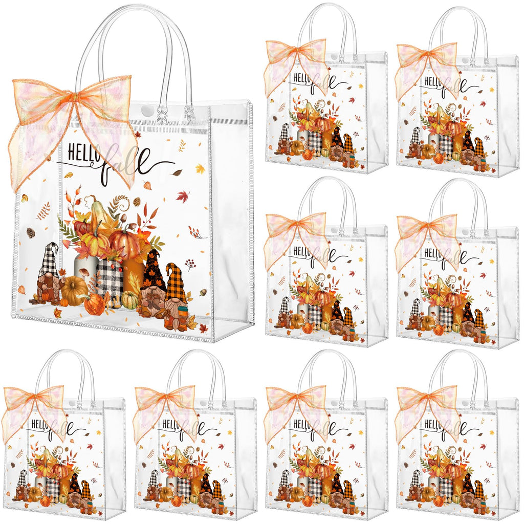 Motipuns 24 Pcs Christmas Clear PVC Gift Bags with Handles and Ribbon African American Black Santa Claus Party Favor Reusable Plastic Candy Treat Tote Bags for Merry New year Xmas Birthday Supplies