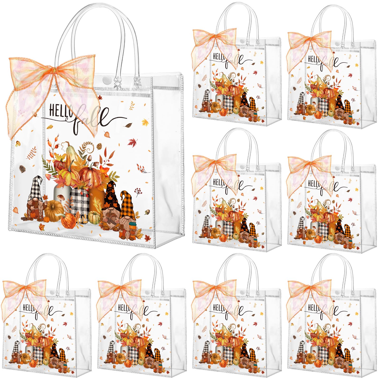 Motipuns 24 Pcs Christmas Clear PVC Gift Bags with Handles and Ribbon African American Black Santa Claus Party Favor Reusable Plastic Candy Treat Tote Bags for Merry New year Xmas Birthday Supplies