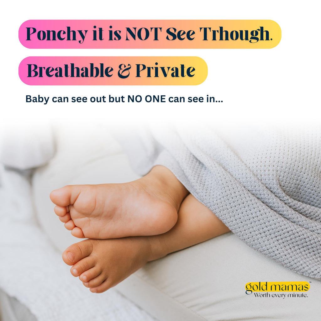 Breathable Nursing Cover Up for Breastfeeding - Privacy Nursing Covers - Newborn Essentials Must Haves - Improved Ponchy by Gold Mamas - Sand