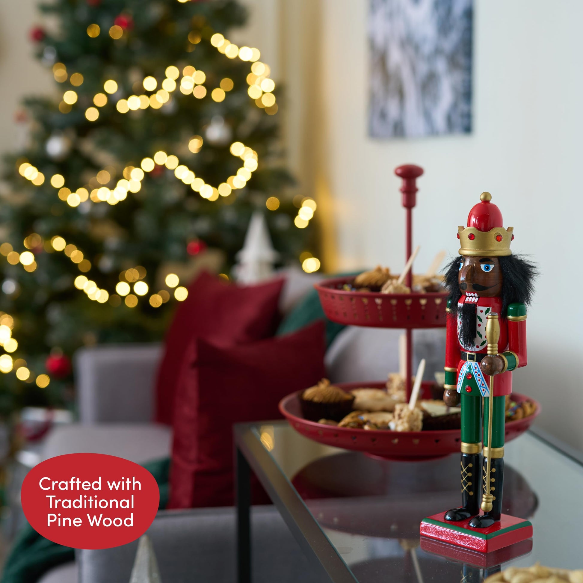 THE TWIDDLERS 12-Inch Wooden Nutcracker Christmas Decor African American King Soldier - Decorative Christmas Nutcracker Figures, Nutcracker Christmas Decorations, Cascanueces de Navidad with Gift Box