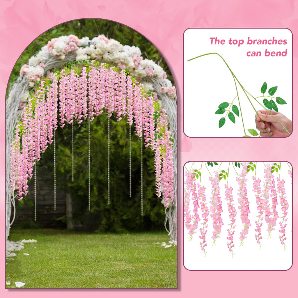Wisteria Hanging Flowers,Fake Hanging Flowers,Wisteria artificiales Garland for Home Wedding Arch Floral Party Garden Ceremony Outdoor Decor,3.6 feet Long(36,White)