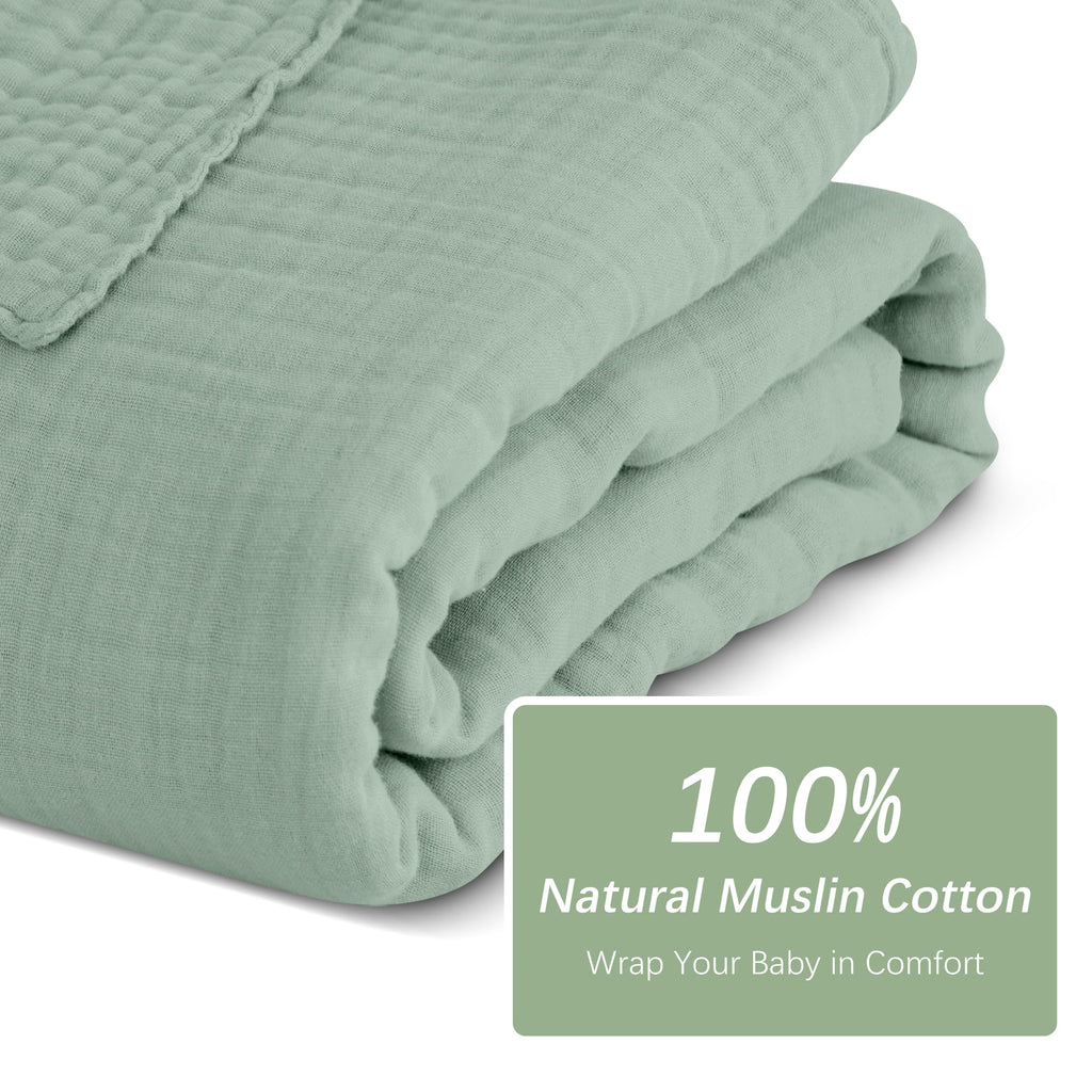 SWEET DOLPHIN Muslin Hooded Baby Bath Towels - 2 Pack 100% Cotton Towel for Babies, Infants, Toddlers - 32x32Inch - Highly Absorbent and Newborn Essential, Light Bean Paste