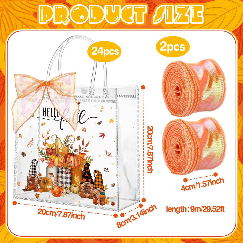 Motipuns 24 Pcs Christmas Clear PVC Gift Bags with Handles and Ribbon African American Black Santa Claus Party Favor Reusable Plastic Candy Treat Tote Bags for Merry New year Xmas Birthday Supplies