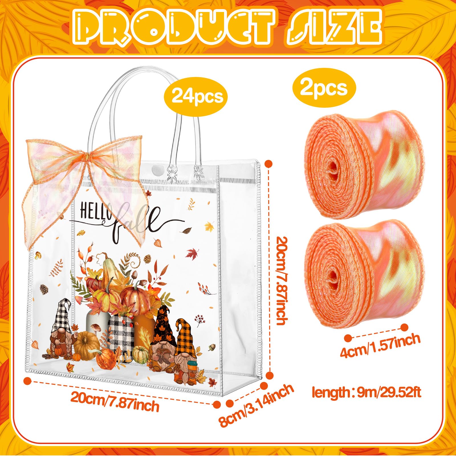 Motipuns 24 Pcs Christmas Clear PVC Gift Bags with Handles and Ribbon African American Black Santa Claus Party Favor Reusable Plastic Candy Treat Tote Bags for Merry New year Xmas Birthday Supplies