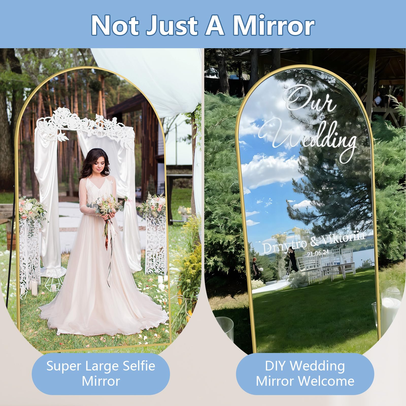 Oversized Floor Mirror Full Length with Stand, 72"X44" Extra Large Arch Standing Mirror Full Length, Tempered Glass Black Full Body Mirror for Bedroom Living Room, Aluminum Alloy Frame