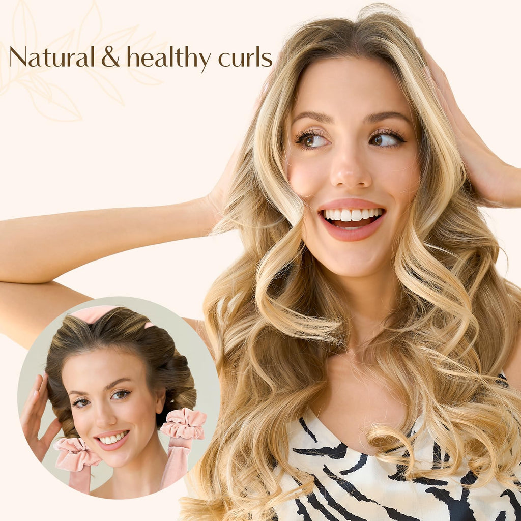 Yanibest Heatless Hair Curler, No Heat Hair Curlers to Sleep in, Super Soft Ribbon Wrap for Long Hair, Overnight Heatless Curling Set with Scrunchies and Clip, for All Hair types