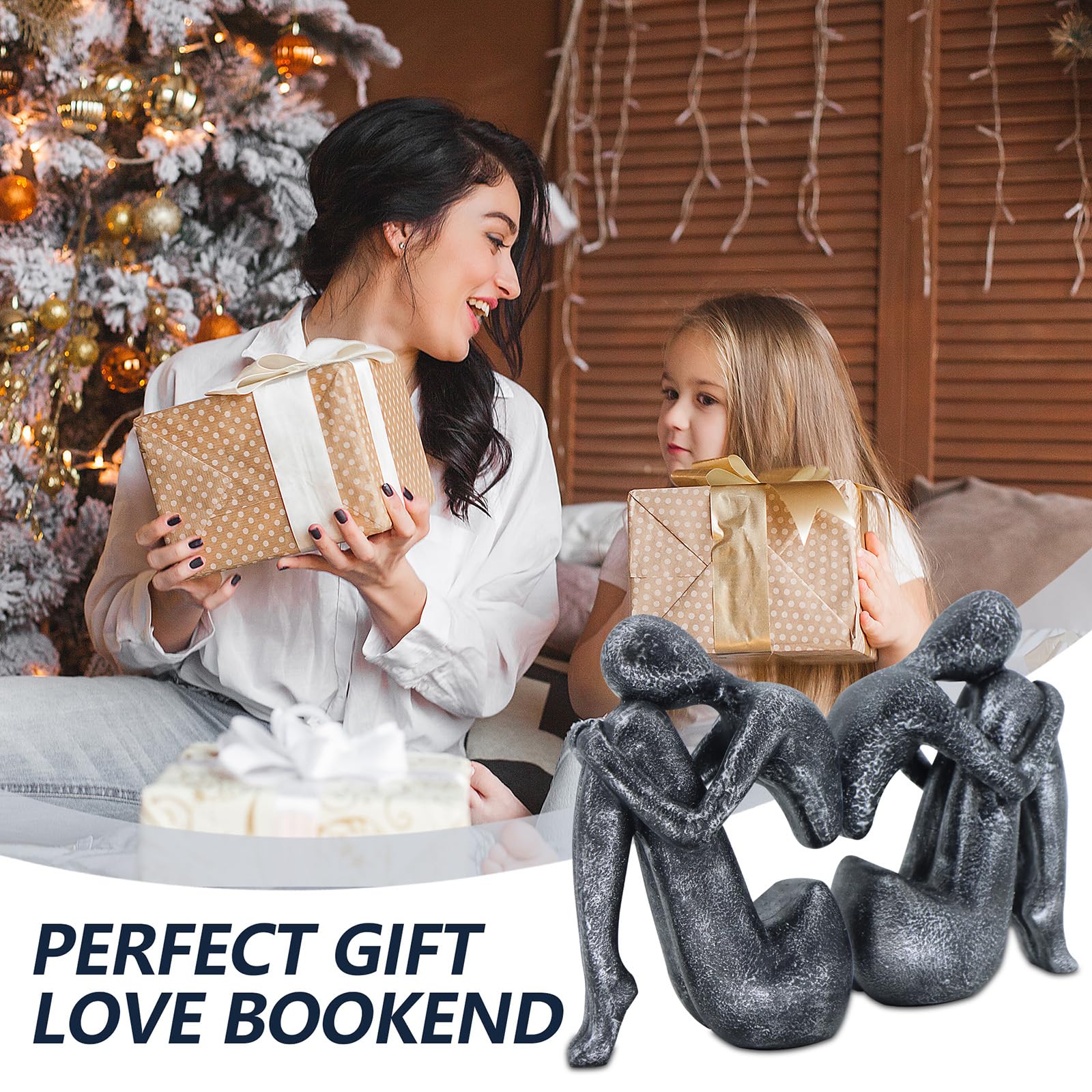 Black Decor Women Statue, Thinker Girl Sculptures, Modern Abstract Art Accents, Black Resin Collectible Figurines for Living Room Bedroom Bookshelf Coffe Table, Resin, 1Piece