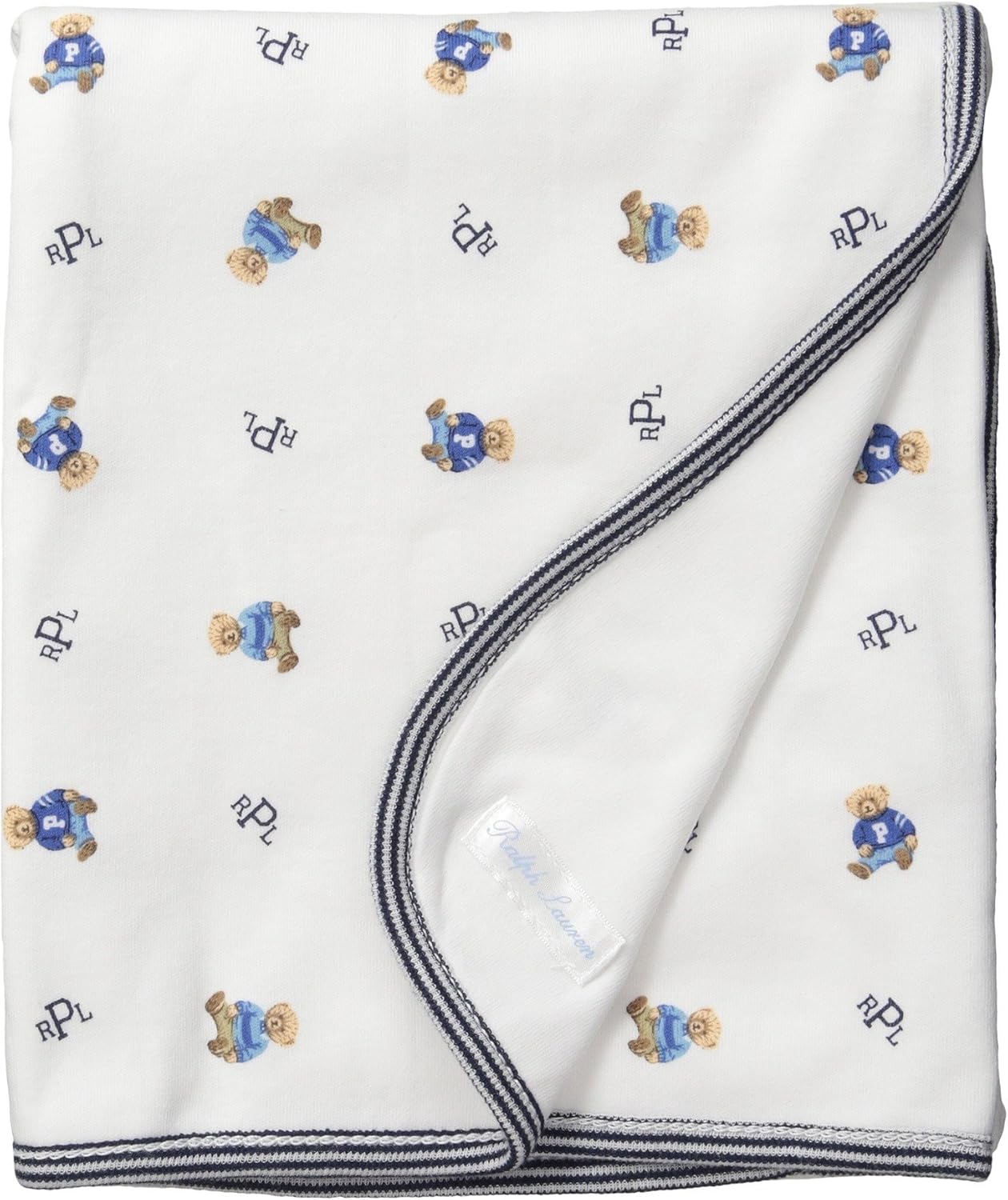 Polo Ralph Lauren Kids Printed Interlock Bearl Blanket White Multi/French Navy One Size