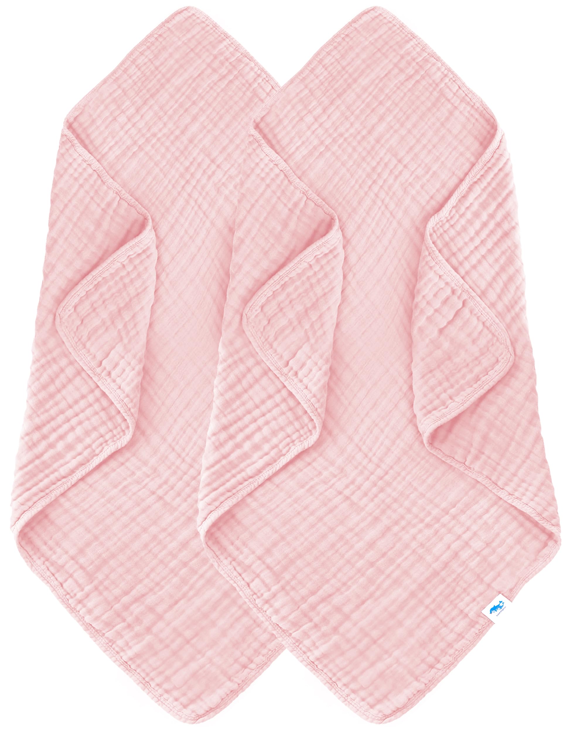 SWEET DOLPHIN Muslin Hooded Baby Bath Towels - 2 Pack 100% Cotton Towel for Babies, Infants, Toddlers - 32x32Inch - Highly Absorbent and Newborn Essential, Light Bean Paste