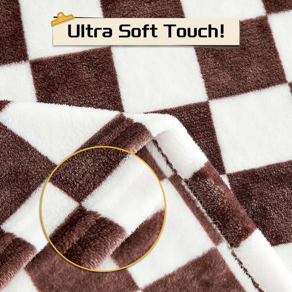 Yurhap Checkered Baby Blanket Fleece Baby Blankets Neutral for Boys Girls, Super Soft Warm Lightweight Infant Toddler Newborn Receiving Blankets for Crib Stroller, 30''x40'', Khaki