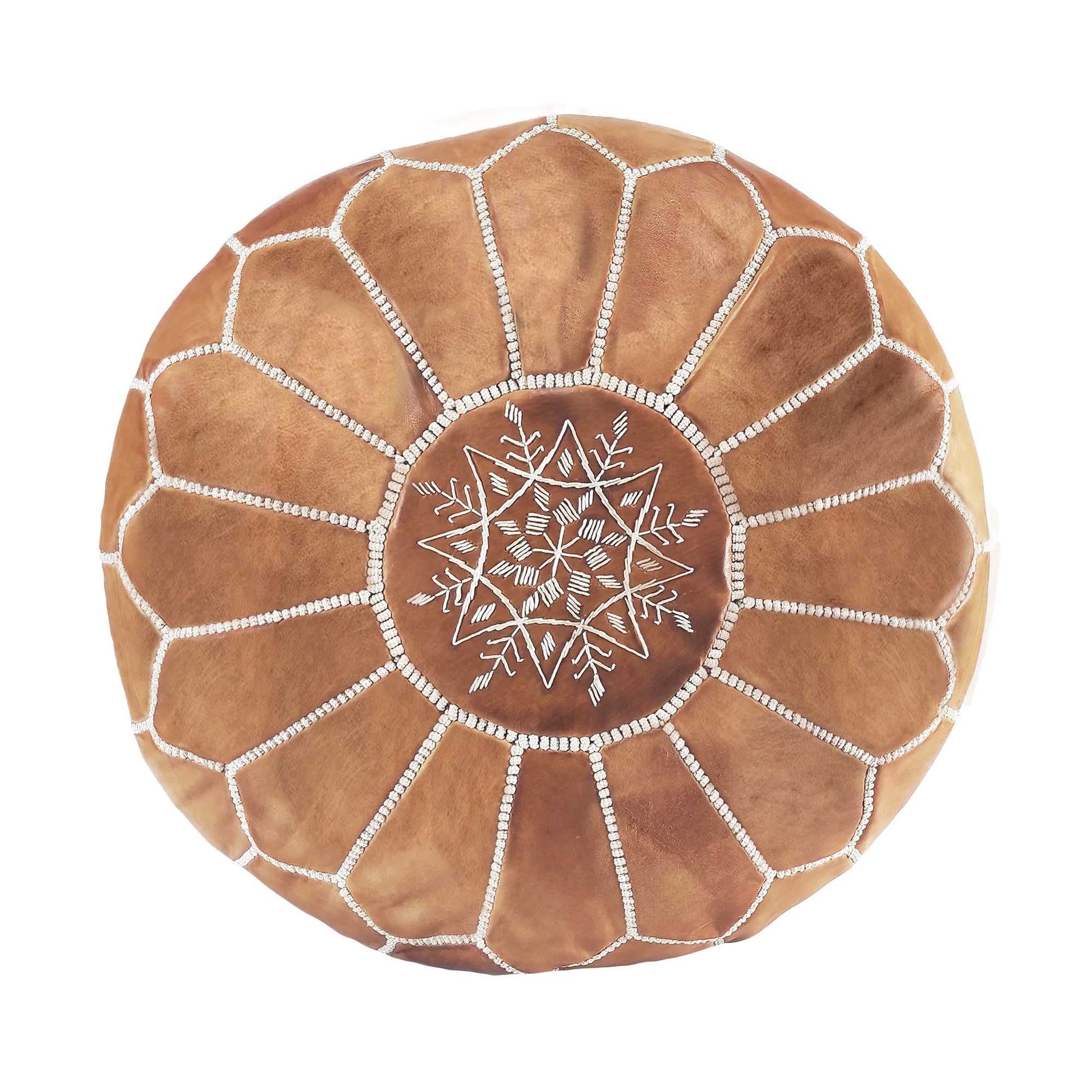 Fezcrafts Genuine Leather Moroccan Ottoman unstuffed Moroccan Pouf Footresf Livin Room Cocktail Seats Goatskin Tribal Bohemian Home Decor (Black)