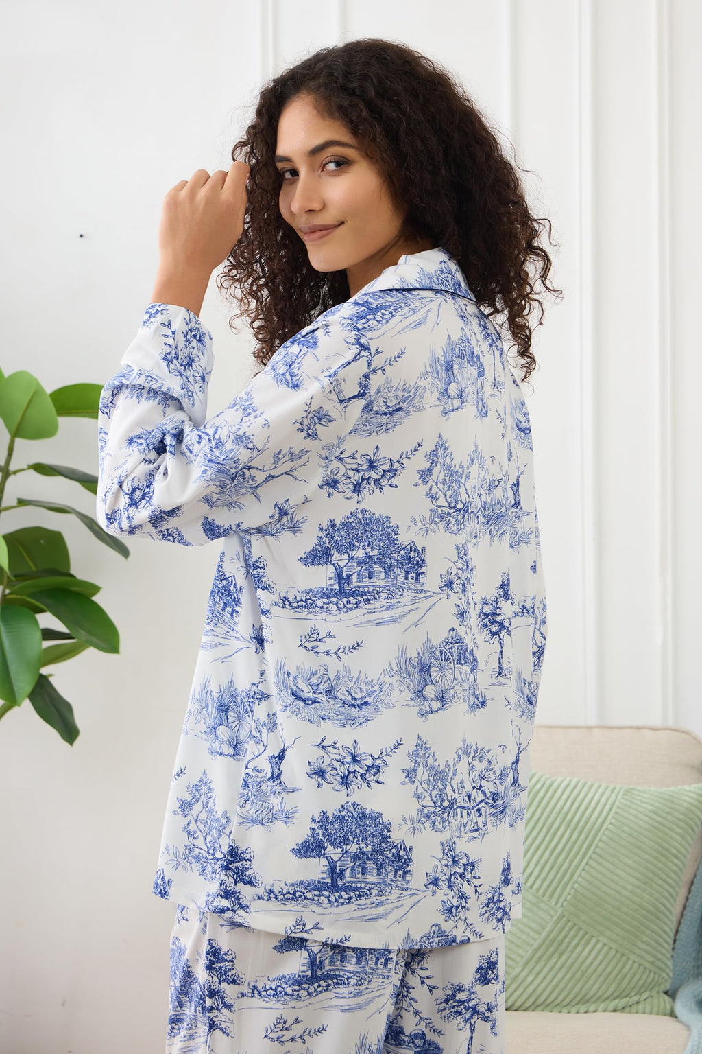 Womens Pajamas Set 2 Piece Long Sleeve Sleepwear Button Down Pjs Lounge Set Nightwear with Pockets