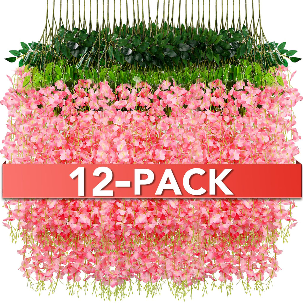 Wisteria Hanging Flowers,Fake Hanging Flowers,Wisteria artificiales Garland for Home Wedding Arch Floral Party Garden Ceremony Outdoor Decor,3.6 feet Long(36,White)