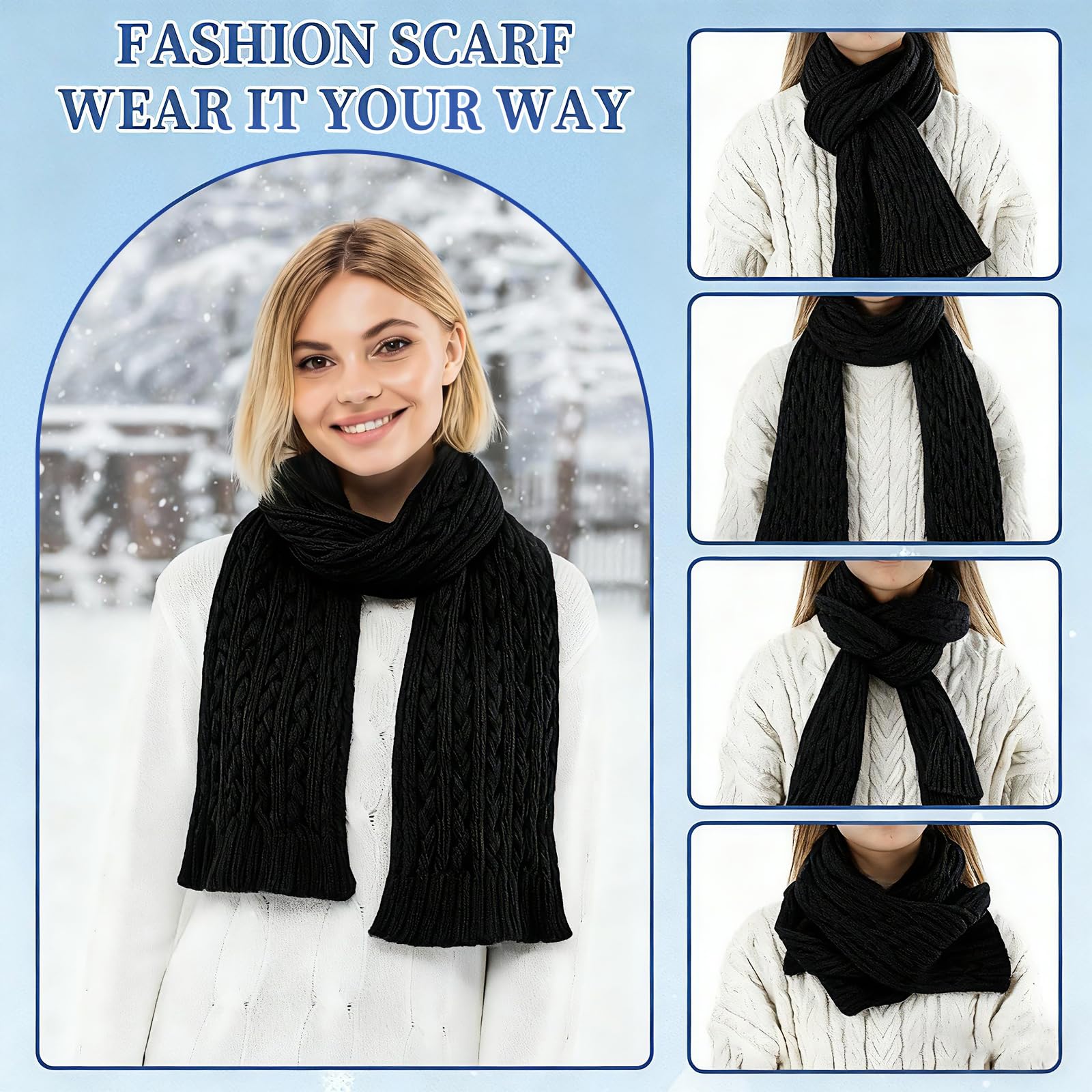 Geyoga 6 Pcs Winter Warm Set for Women Warm Beanies Hats Touchscreen Gloves Long Scarf Ear Muffs Socks Winter Gifts for Women